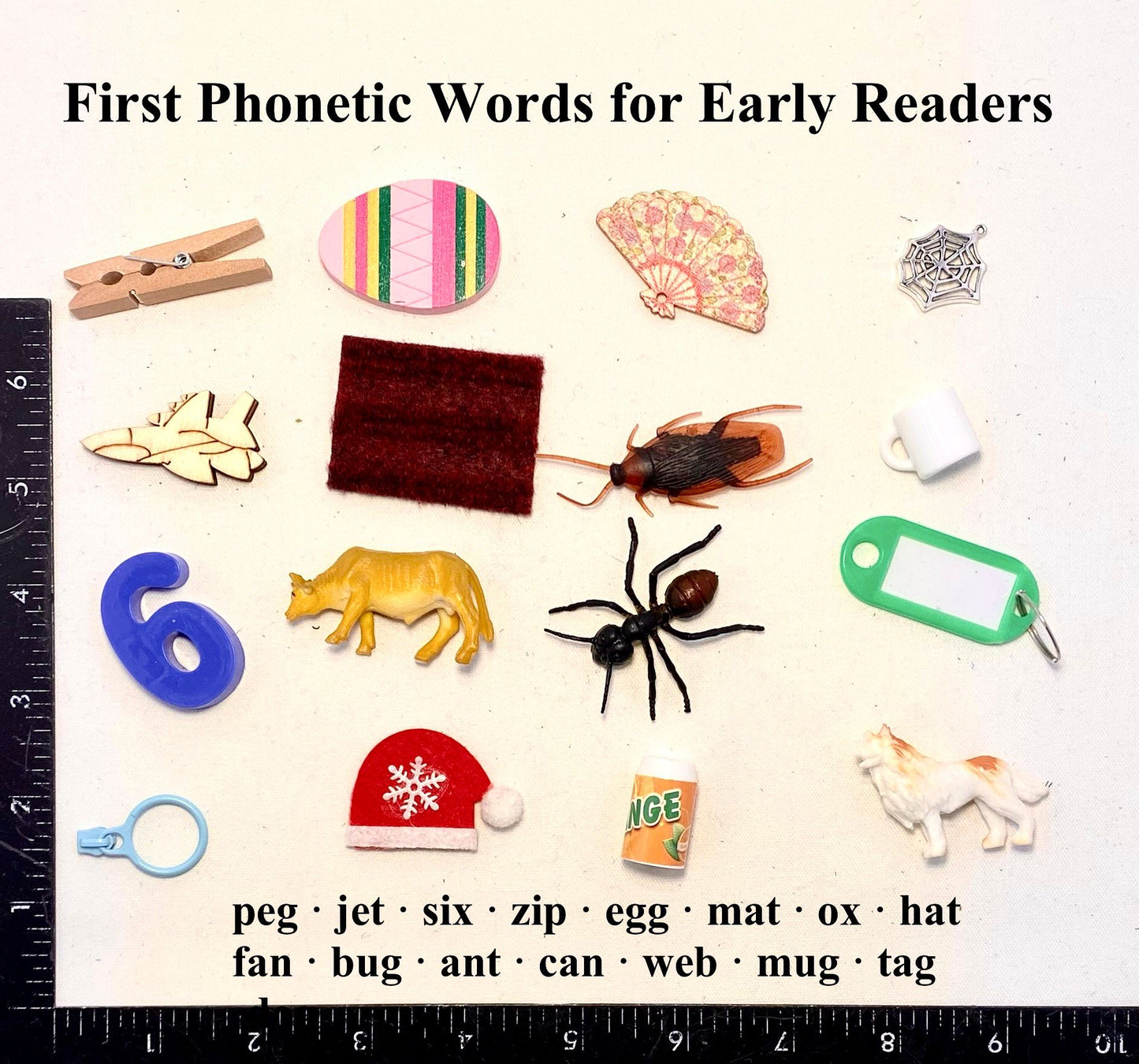 Montessori Beginning Sound Objects with Magnetic Foam Letters | 52 Phonetic Objects + 26 Lowercase Letters