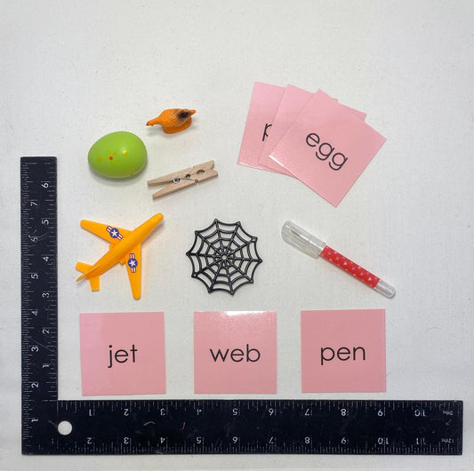 Montessori Pink Series 30 Phonetic Objects & Word Card Set