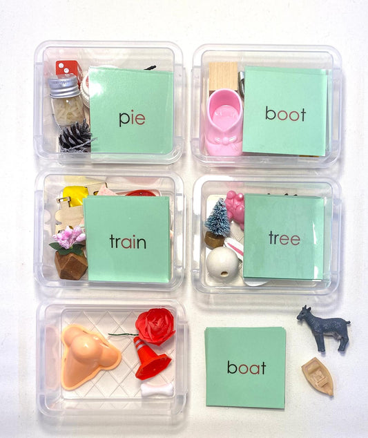 Montessori Green Series:  (Long A, E, I, O, U ) Objects and Cards