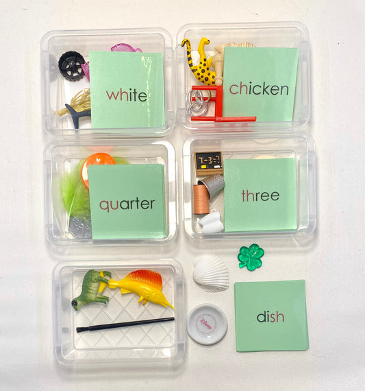 Montessori Green Series:  (sh, th, wh, qu, ch ) Objects and Cards